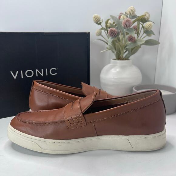 Vionic Thompson Slip-on Penny Loafers Casual Comfort Shoe Tan Men 9.5 Wide NWOB - Picture 6 of 10